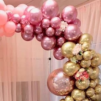 25 Unid Dourado + 25 Rose Rosa Balão 5 Pol Cromado Metalizado