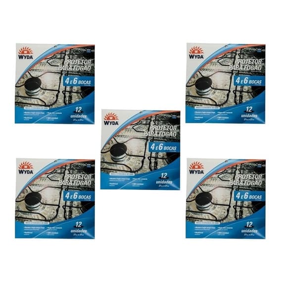 Kit 5 Pc 60 Folhas Alumínio Protetor Fogão 4 e 6 Bocas Wyda