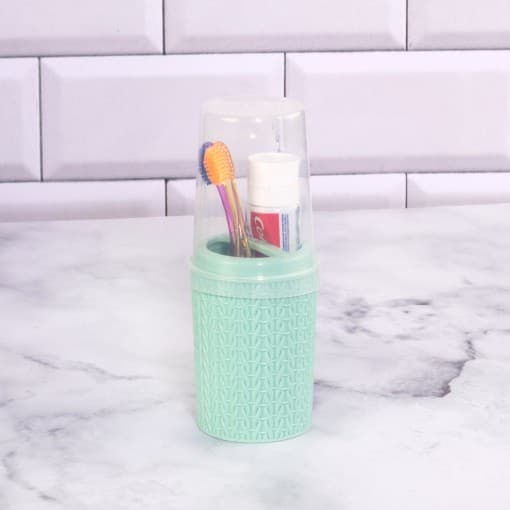 Porta escova de dente Trama com tampa plástico plasutil
