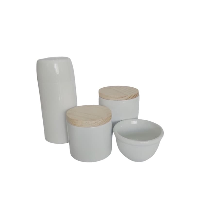 Kit Higiene Maternidade Bebe Porcelana Branca Menino Menina 4 Peças neutro clean enxoval armazenamento e organização