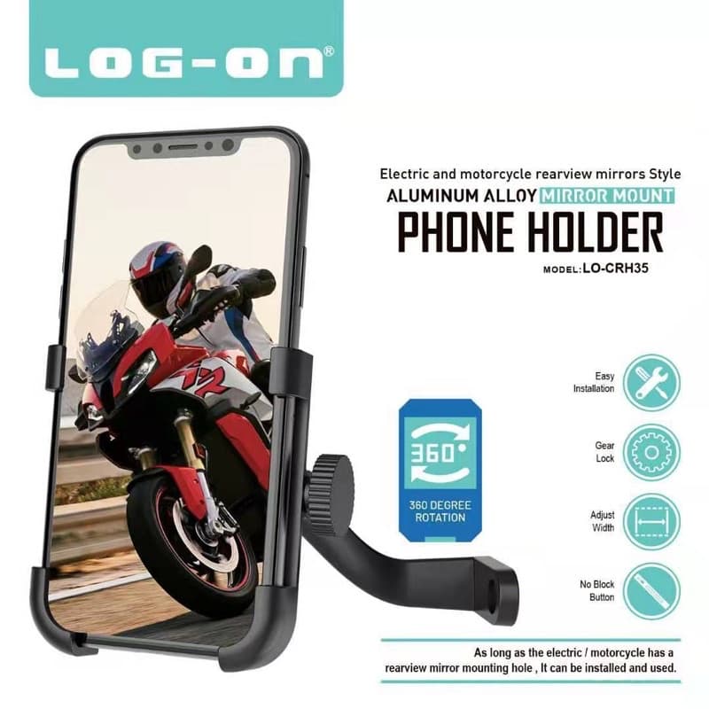 LOGON/LOG-ON LO-CRH35 Suporte Para Espelho De Motocicleta Em Liga De Alumínio