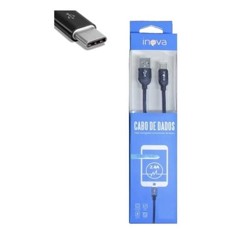 Cabo Carregador Tipo C -2 Metros Cabo Reforçado Original Inova USB-C Compatibilidade Com Diversos Modelos