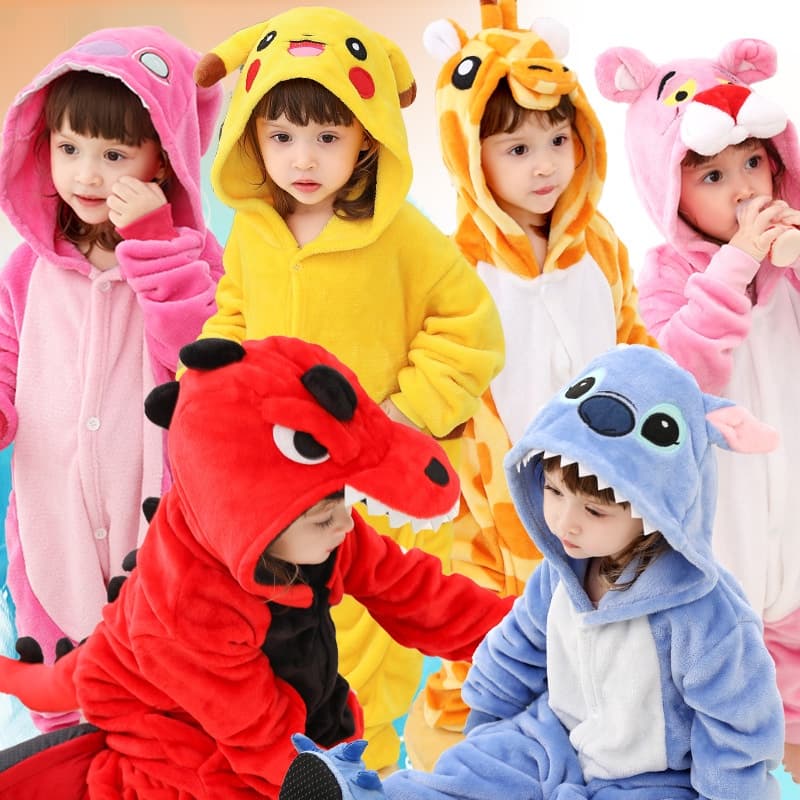 Macacão Infantil De Unicórnio/Pikachu/Pijama Com Desenho De Animal Para Meninos/Meninas/Inverno Jumspuit