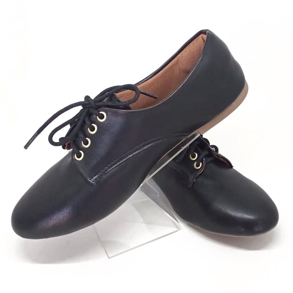 Sapato oxford preto bico redondo sem verniz
