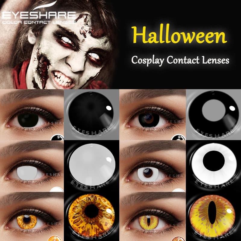 EYESHARE Cosplay Cor Lentes De Contato Para Os Olhos 2 Pcs Lente Colorida Preta Dia Das Bruxas Anime Y-Início Beleza