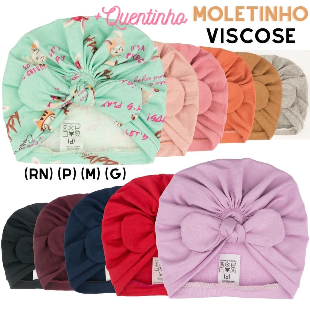 Toucas Turbante Bebê E Infantil de Moletinho de Viscose Diversas Cores E Tamanhos