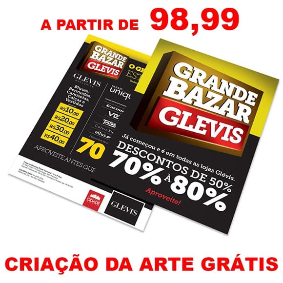 PANFLETOS, FLYERS E FOLHETOS COUCHE 90G  10x14 - Somente frente
