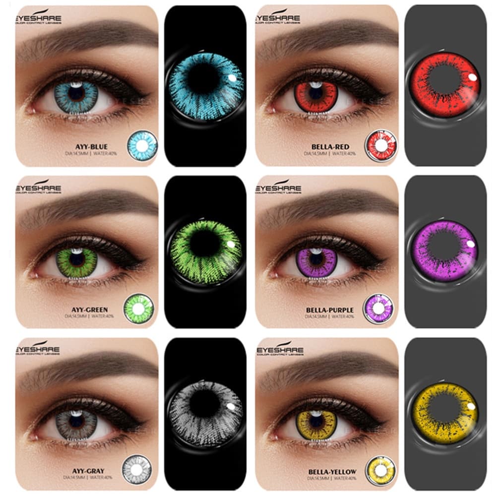 Color Contato Lentes Anual Cor Da Lente Olhos 2 Pcs Contatos Coloridos Cosméticos Eye Cosplay Anime Acessórios De