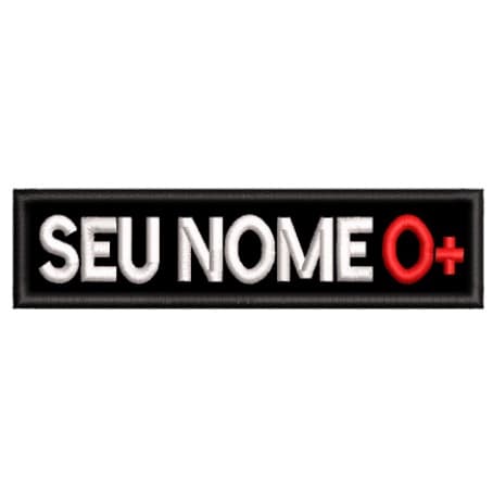 Patch Bordado: Tarja Nome e Tipo sanguíneo