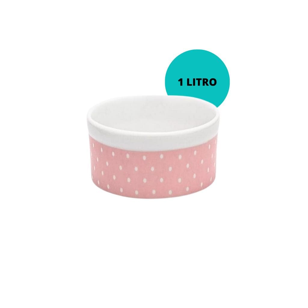Comedouros Pet Gato Cachorro Super Decoração 1 Litro Decoração Rosa