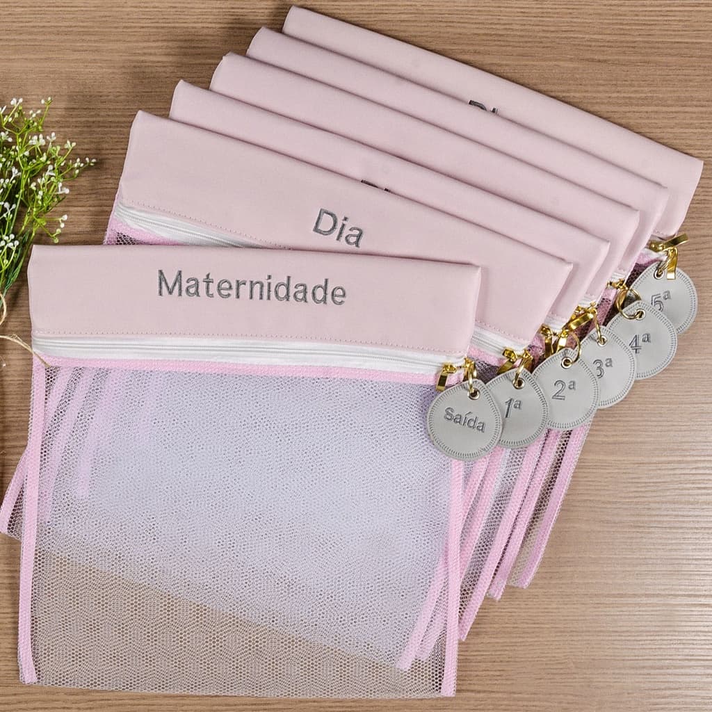 Kit Saquinho Maternidade Nylon Liso - 6 Peças - Menina-Menino
