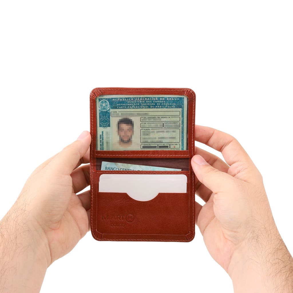 Carteira Mini Masculina Couro Legítimo Porta Cartão CNH e Notas M.ART 154
