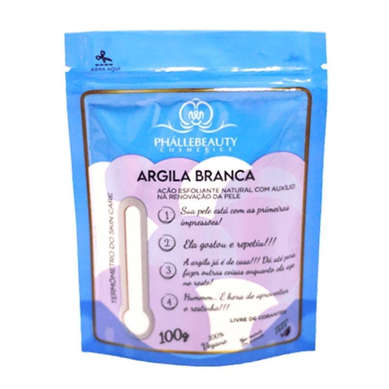 Argila em Pó Branca Phállebeauty 100%Vegano Produto Natural 100g