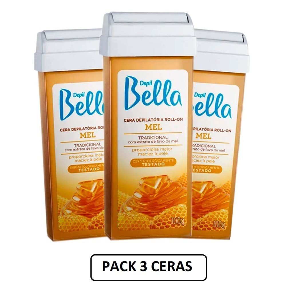 Kit Com 3 Refil Cera Depilatória Roll-on Depil Bella 100g