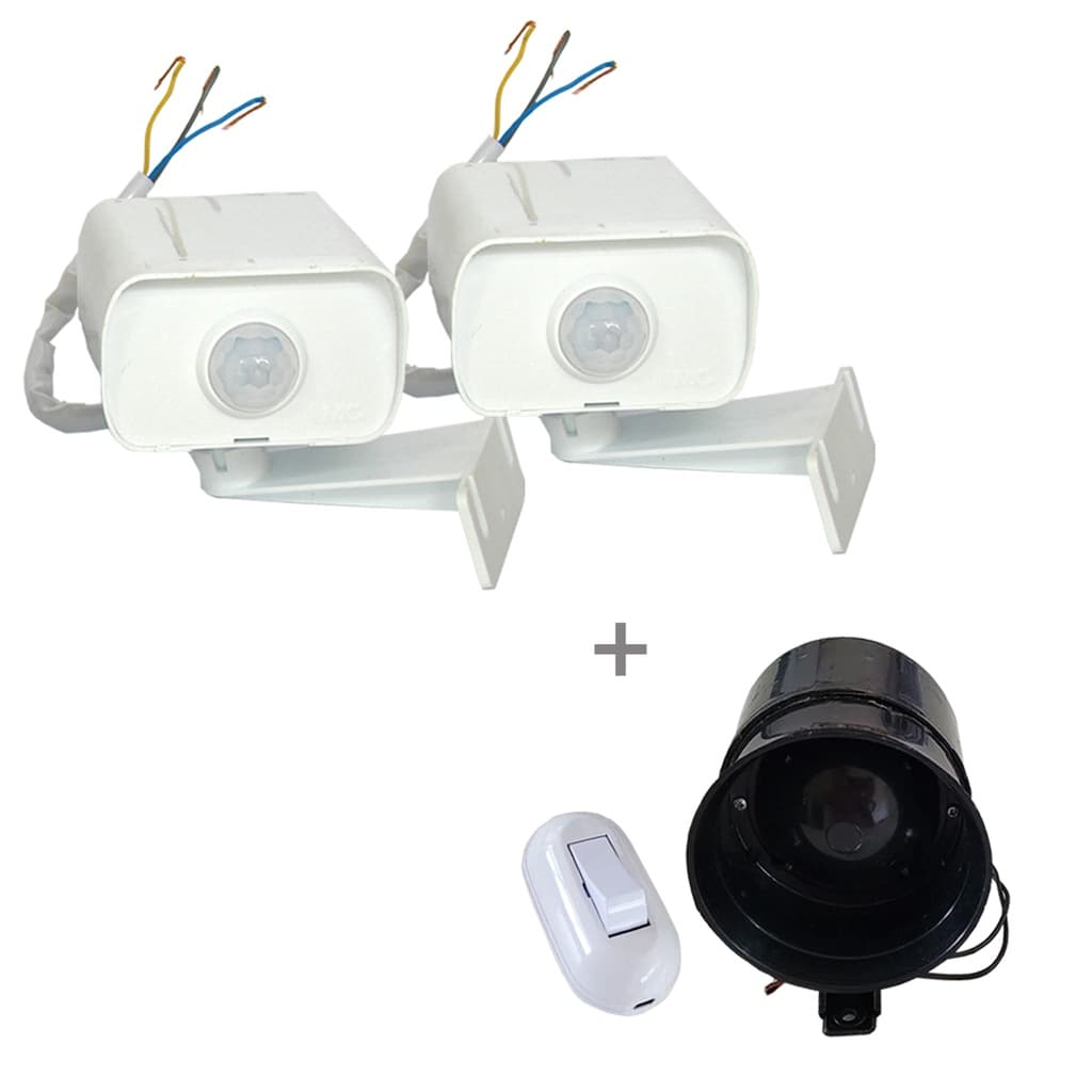 Kit de Alarme com 2 Sensores de Presença MA e Sirene Interruptor Bivolt Segurança Casa