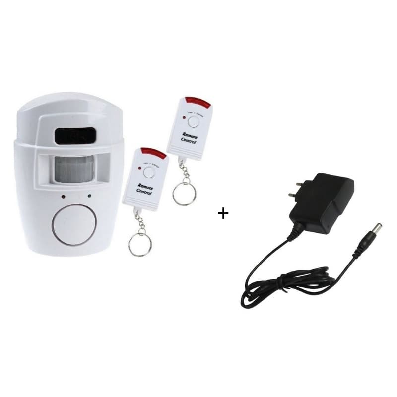 Kit Alarme Sem Fio Sensor Presença 2 Controles +Cabo Energia