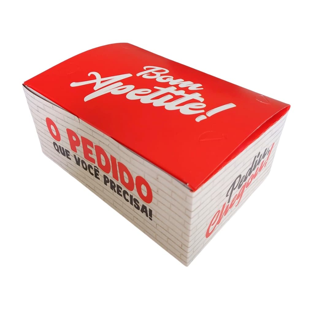 Caixa Combo Estampada Vermelha 100 unids Embalagem Delivery hamburguer e fritas