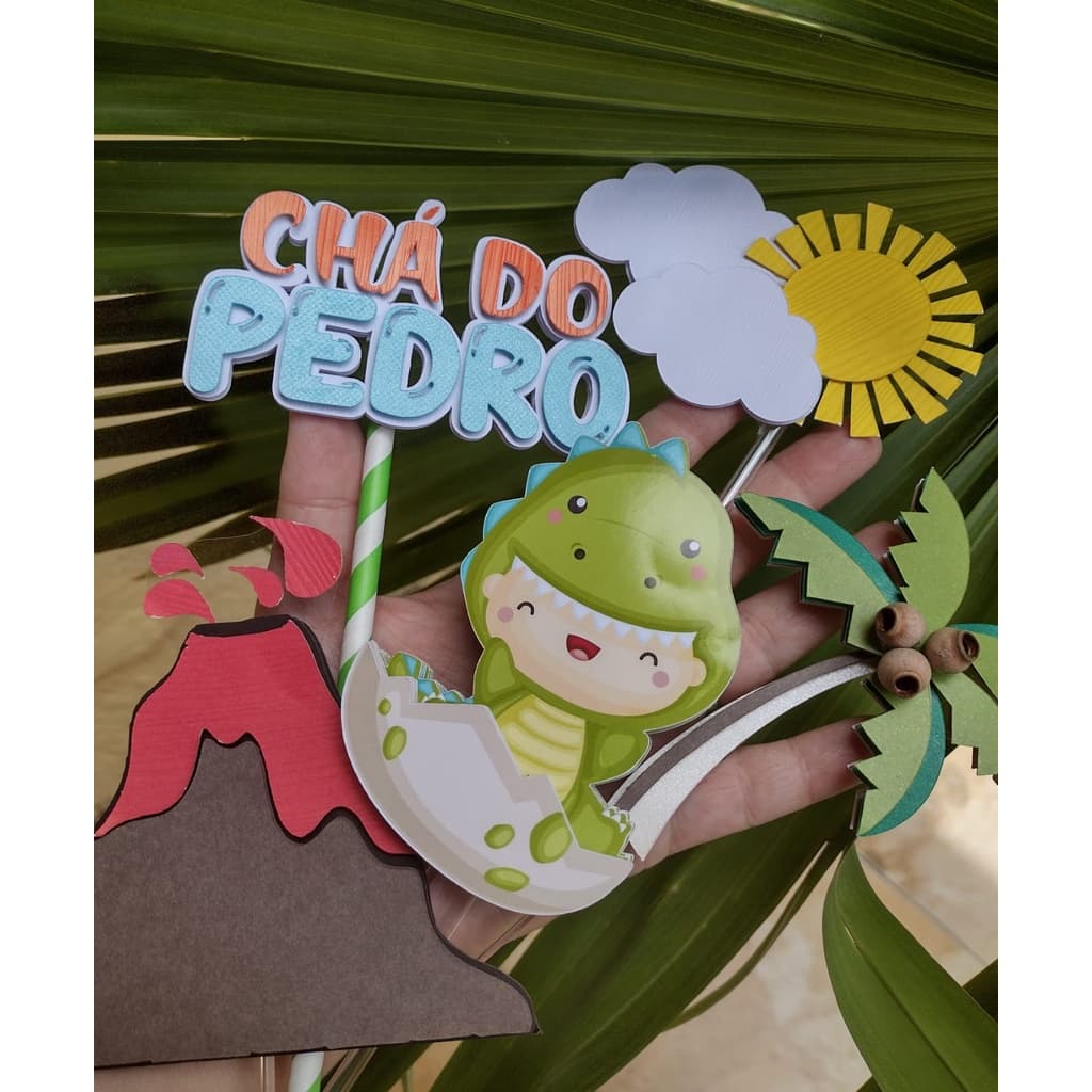 Topo De Bolo Personalizado Dino Baby Mod. 2 - 3d/camadinhas