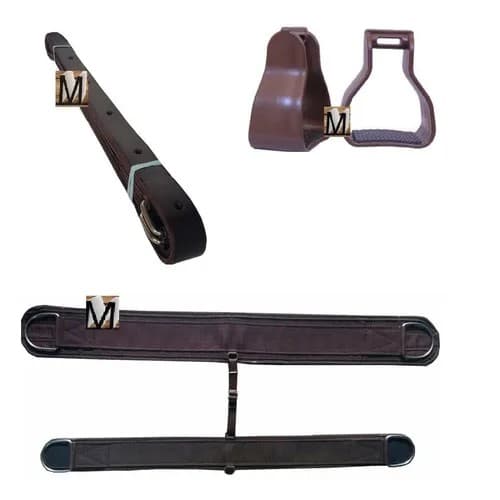 Loro Em Couro Legitimo + Estribo + Jogo Barrigueira E Cilha