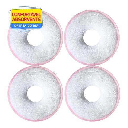Kit 4 Rosquinhas De Amamentação Absorventes Seios Lavável Macio Maternidade