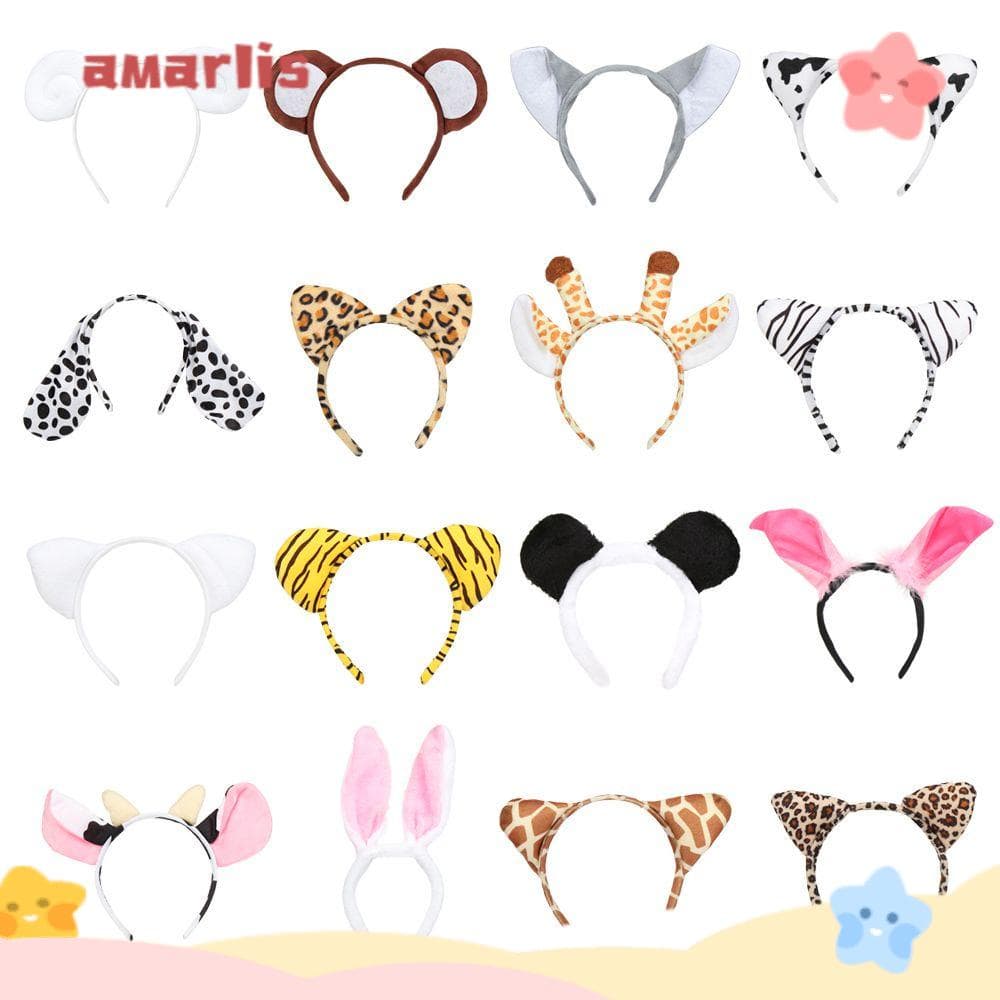 AMARLIS Animais Orelhas Faixa De Cabeça De Aniversário Pelúcia Desenho Animado Cosplay Fornecimento De Festa