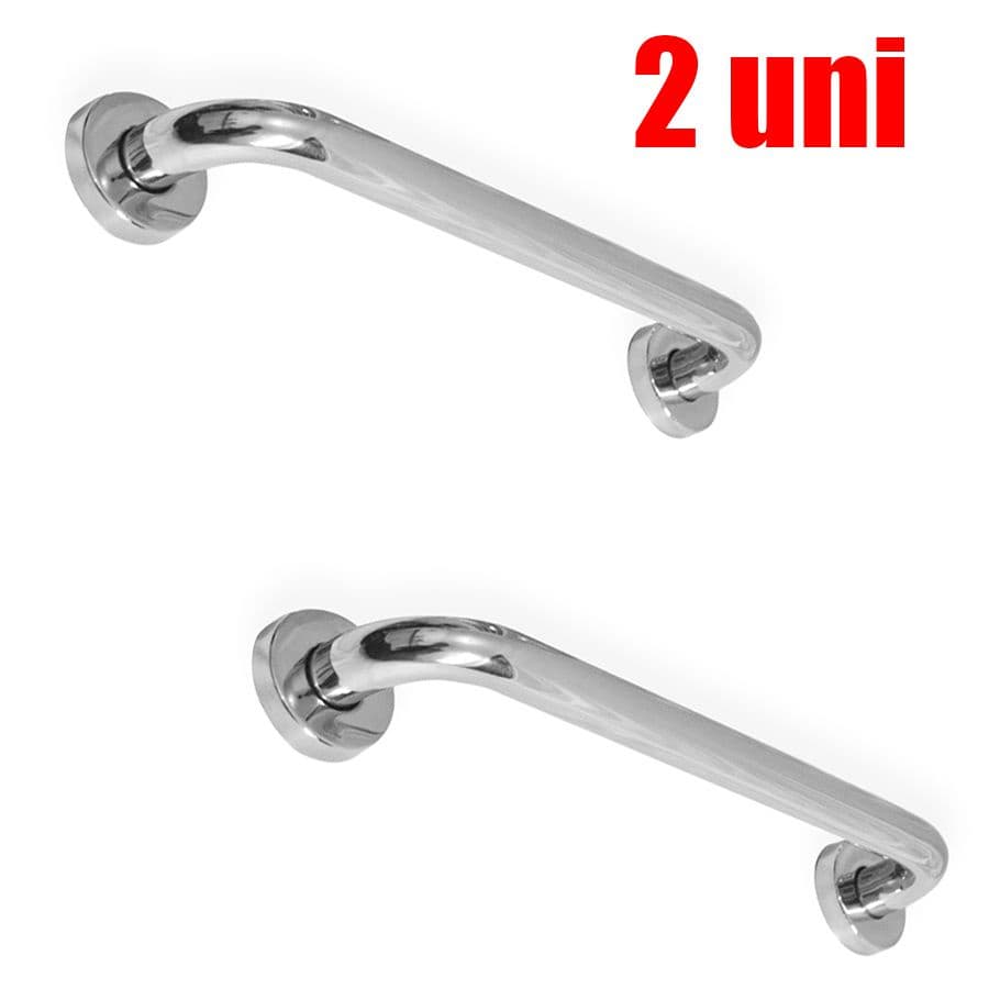 Alça de Apoio Banheiro Inox Barra 30cm Idoso Cadeirante Deficiente Acessibilidade Kit 2 unidades