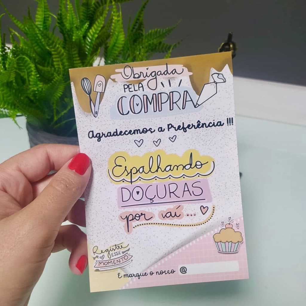 50 un Folhetos Espalhando doçuras por ai | Obrigada pela compra | Papelaria