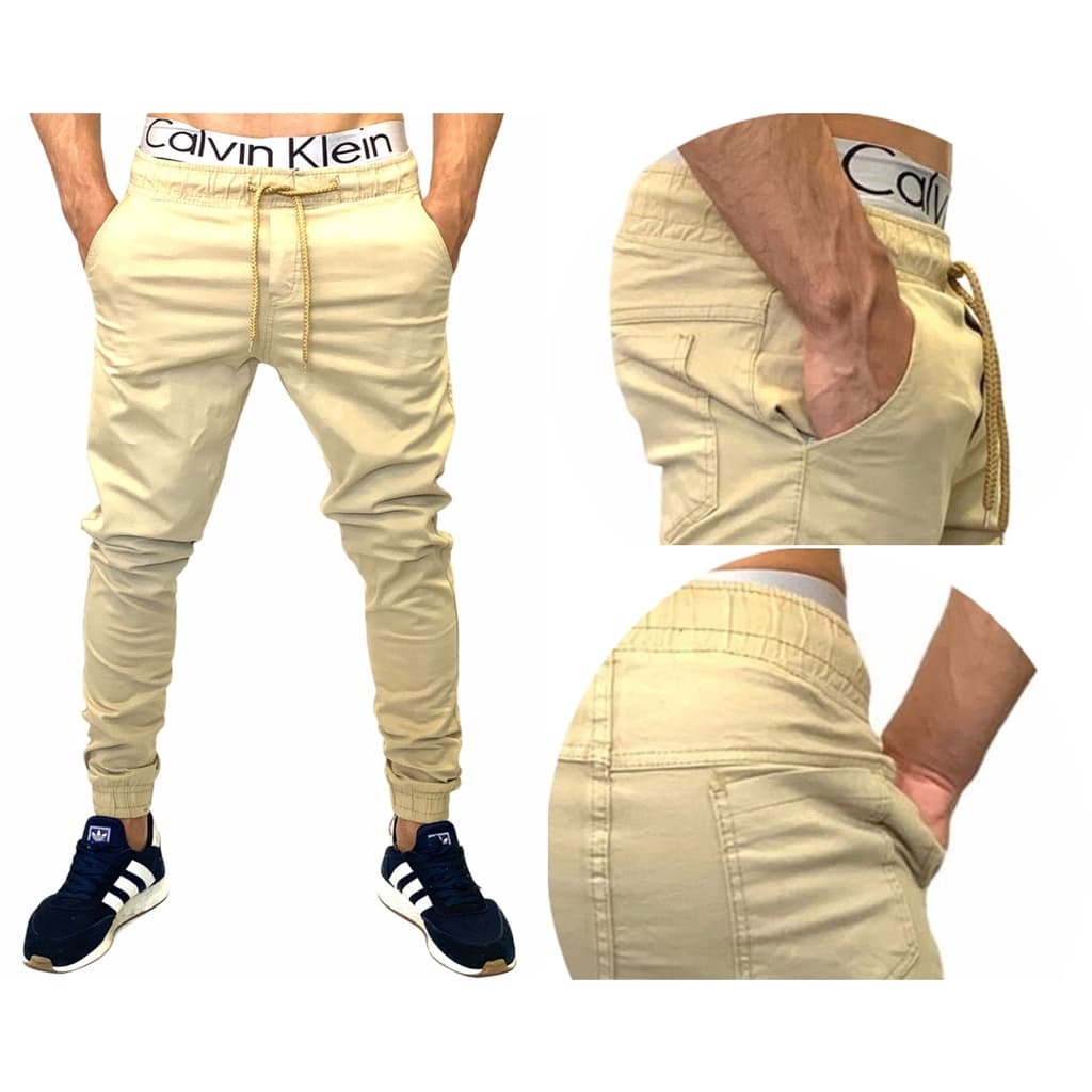 Calça Jogger Masculina - Cores Básicas e Camufladas Bege com preço de Fabrica