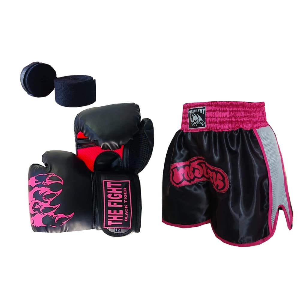 Kit Muay Thai Luva+bandagem+short