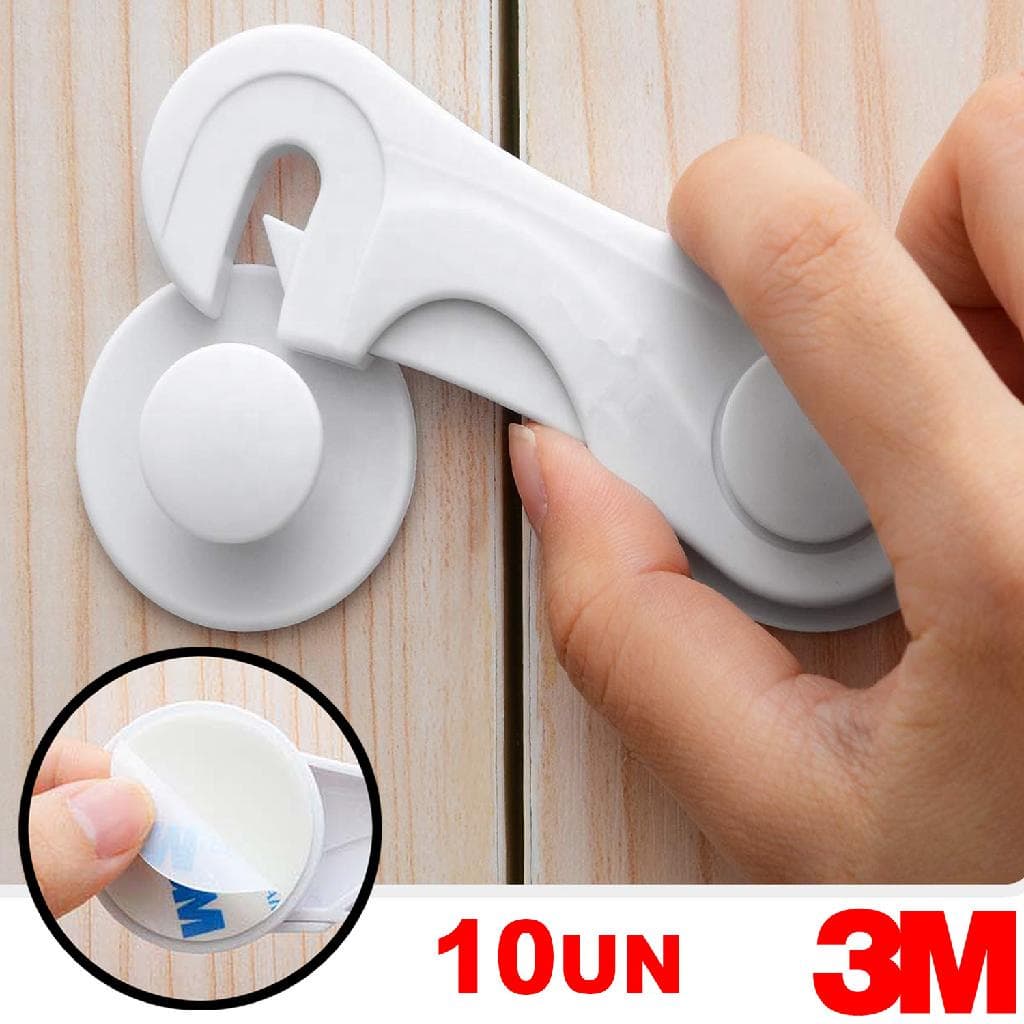 Vittak Kit Trava De Gaveta Armário Porta Segurança Bebê Proteção Criança Adesivo 3M – Kit com 2, 5 ou 10 Unidades