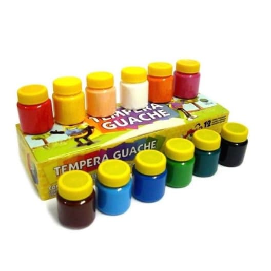 Tinta Guache 12 cores e 6 cores - Acrilex | Material Escolar | Tinta Colorida