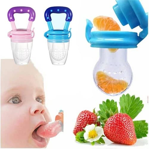 Chupeta Alimentadora Mordedor Porta Frutas Para Bebês Bico de Silicone Com Tampa