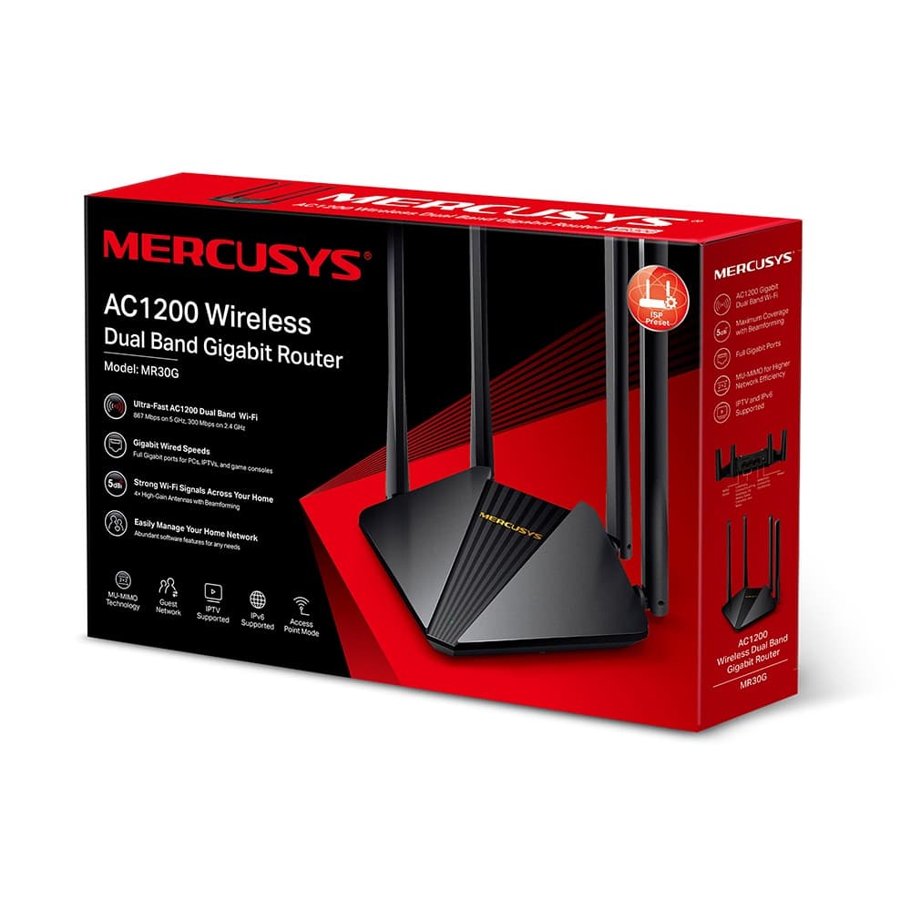 ROTEADOR WIRELESS DUAL BAND AC1200 MR30G 300MBPS MERCUSYS