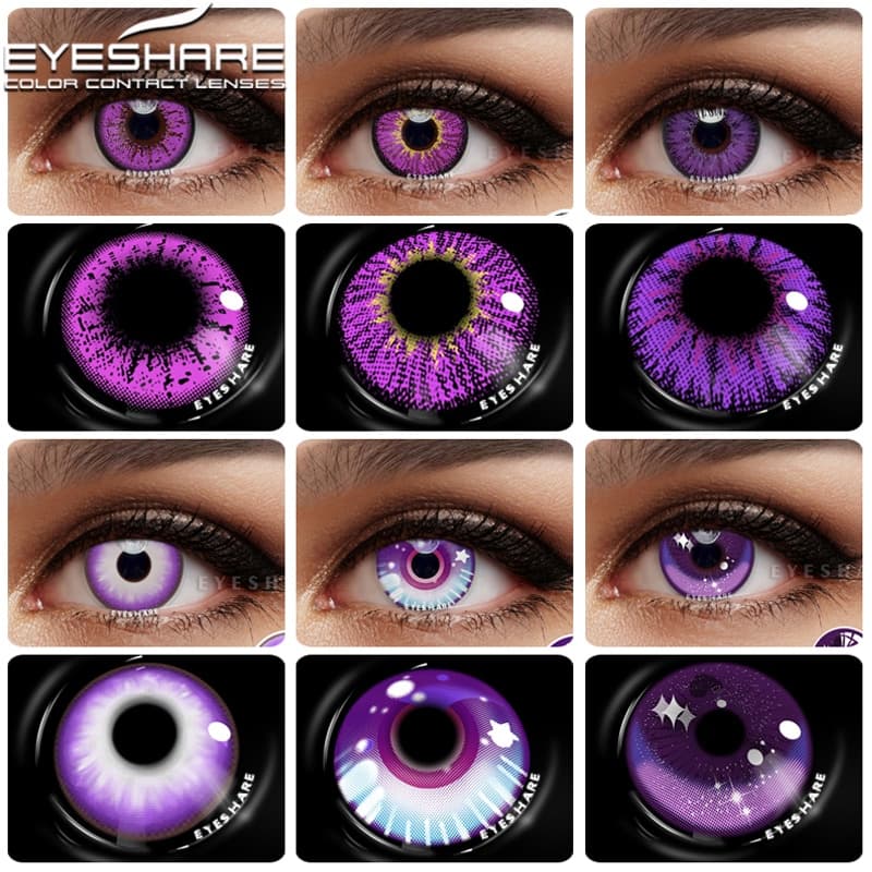 EYESHARE Cosplay Cor Lentes De Contato Para Os Olhos 1 Par Roxo Beleza Dia Das Bruxas Anime Lente Colorida De Cosméticos