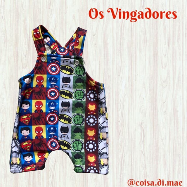 Jardineira Vingadores Masculina - Moletinho
