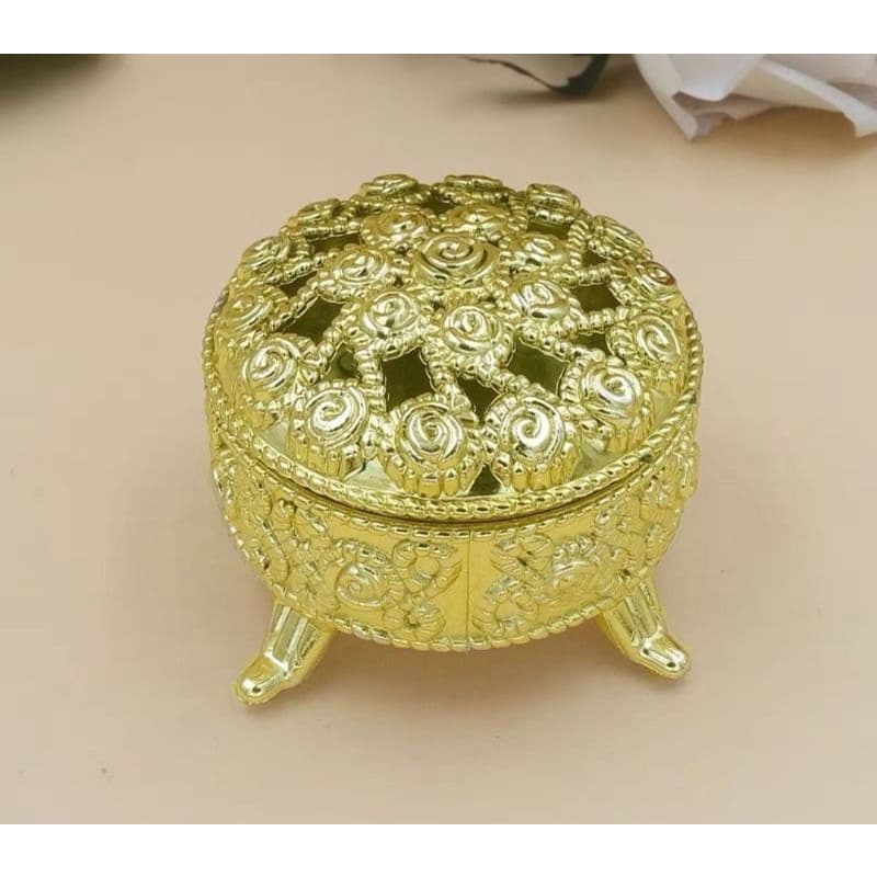 Kit 12 Mini Caixinhas Redonda Porta Jóias Douradas Lembrancinhas Para Festa DECORACAO DE MESA CASAMENTO