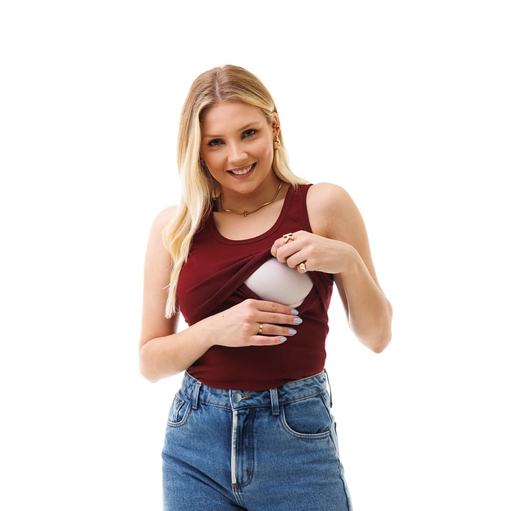 Blusa Regata Amamentacao Feminina Gestante Abertura Facil Conforto Diario Varias Cores