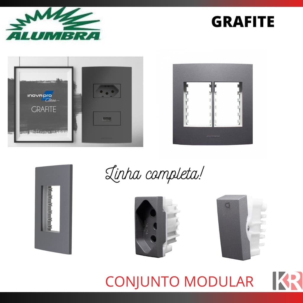 Grafite Tomada e Interruptor Grafite - ALUMBRA