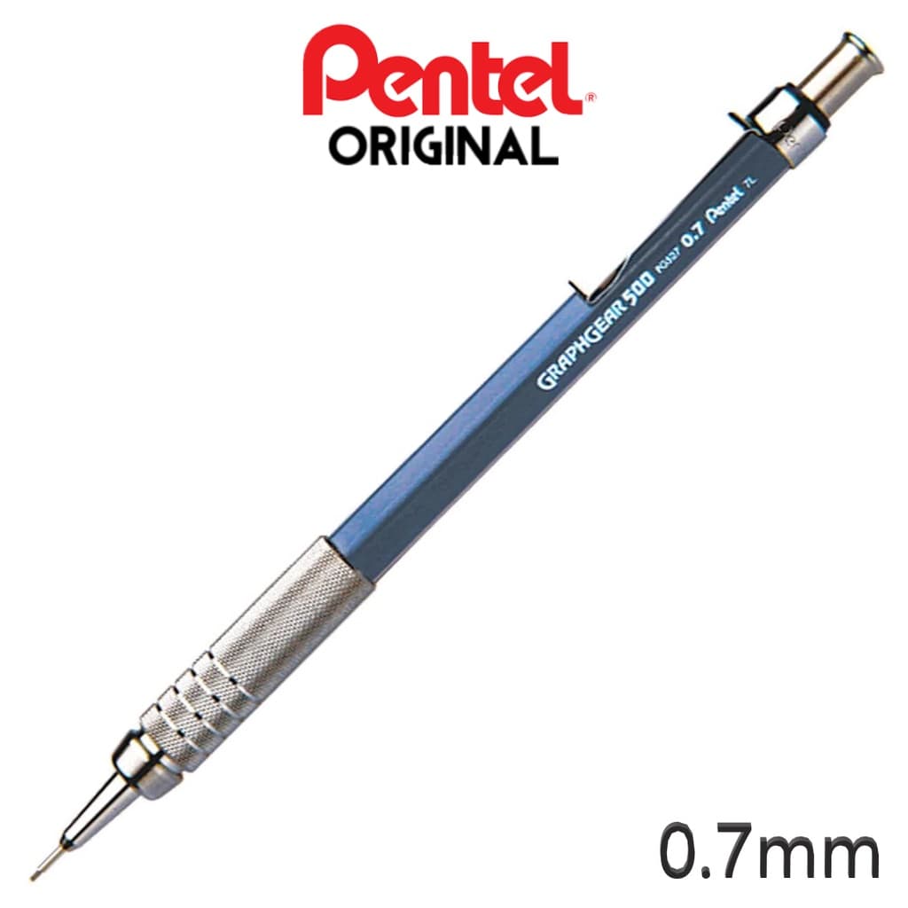 Lapiseira Pentel 0.7 Mm Técnica Graphgear 500 Grip Metal