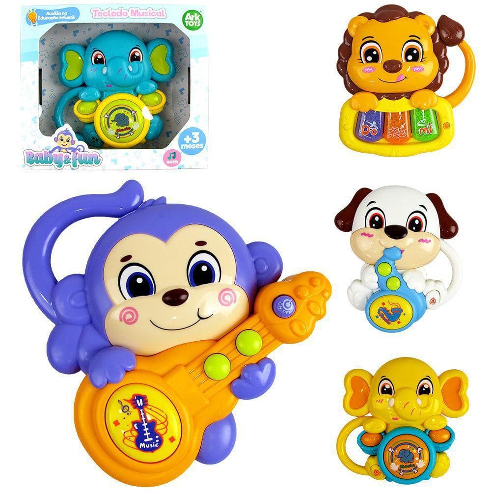 Brinquedo Bebê Piano Musical Colorido Animais Som Luzes