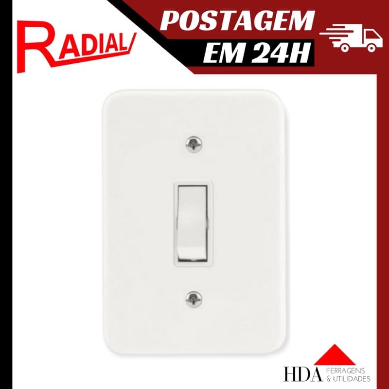 Interruptor Simples 4x2 10A/250V Branco Linha Pollar - Radial