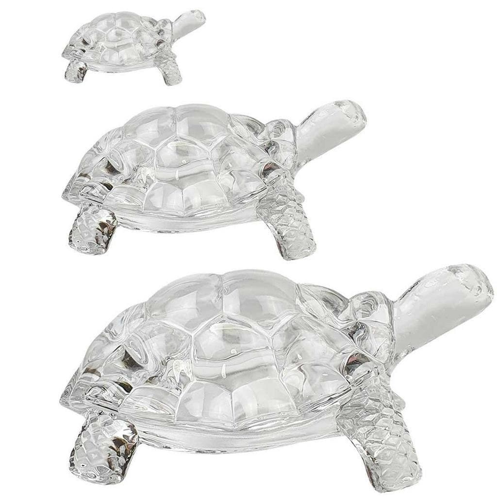 Conjunto com 3 Tartarugas Decorativas de Vidro