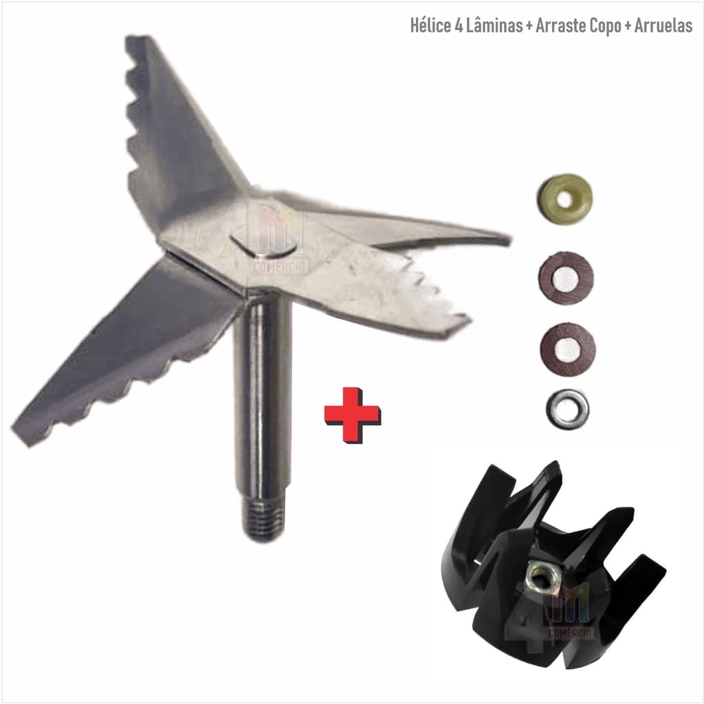 Kit Lâmina Hélice Compatível Liquidificador Mondial Linha L-51 a L-55