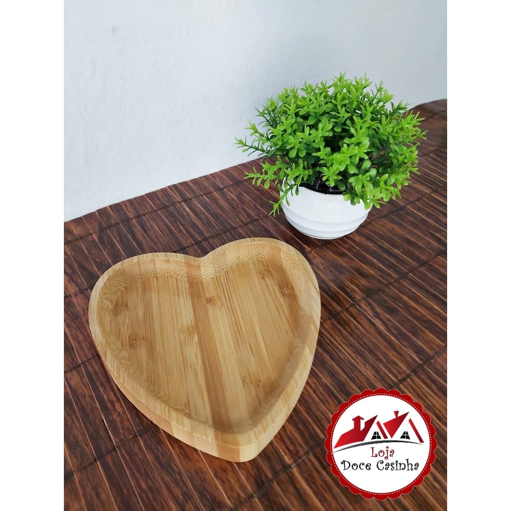 Mini bandeja pires de coração heart Lyor de bambu 12,5x12,5x1,5cm