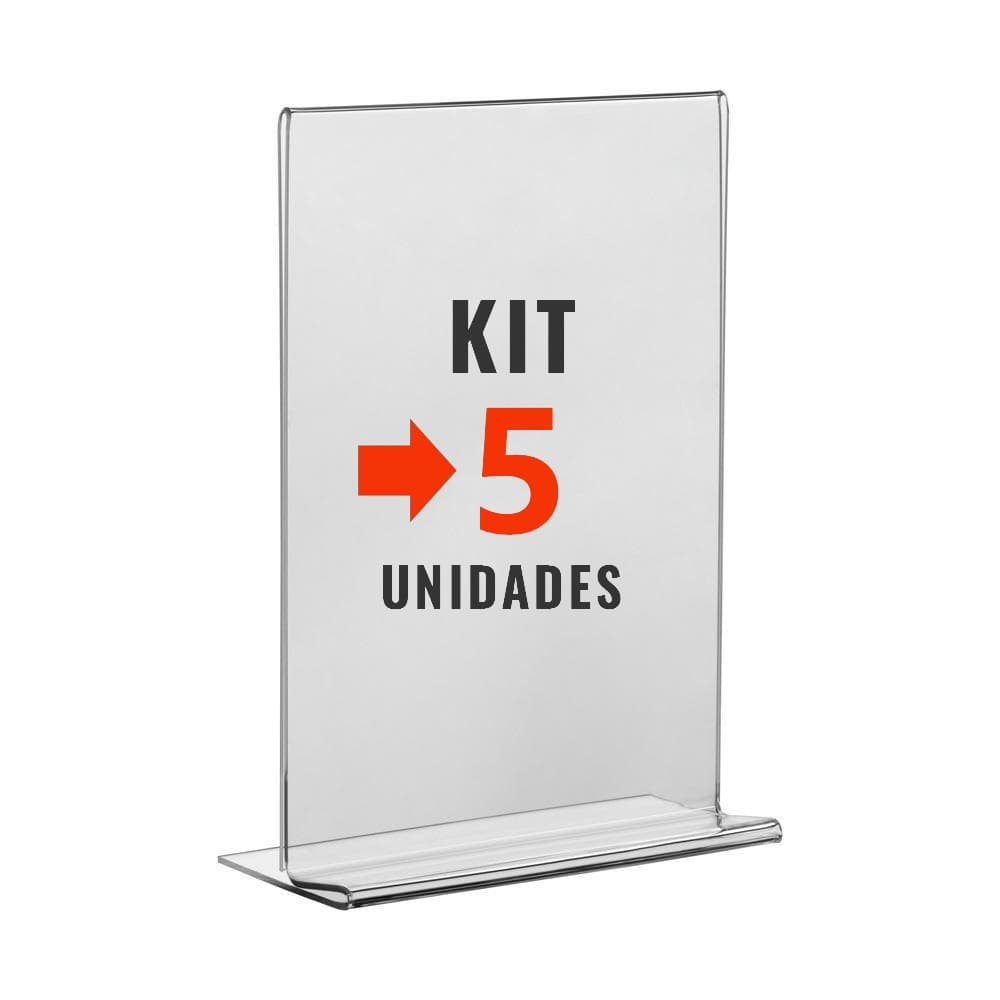 Kit com 5 Display Expositor Acrilico T 10x15cm Tamanho A6 de Mesa e Balcao para Cardapio Fotos Promocao Avisos Panfletos Qr Code
