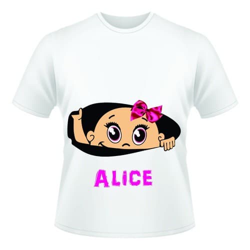 Camiseta Feminina Gestante Personalizada, Menina