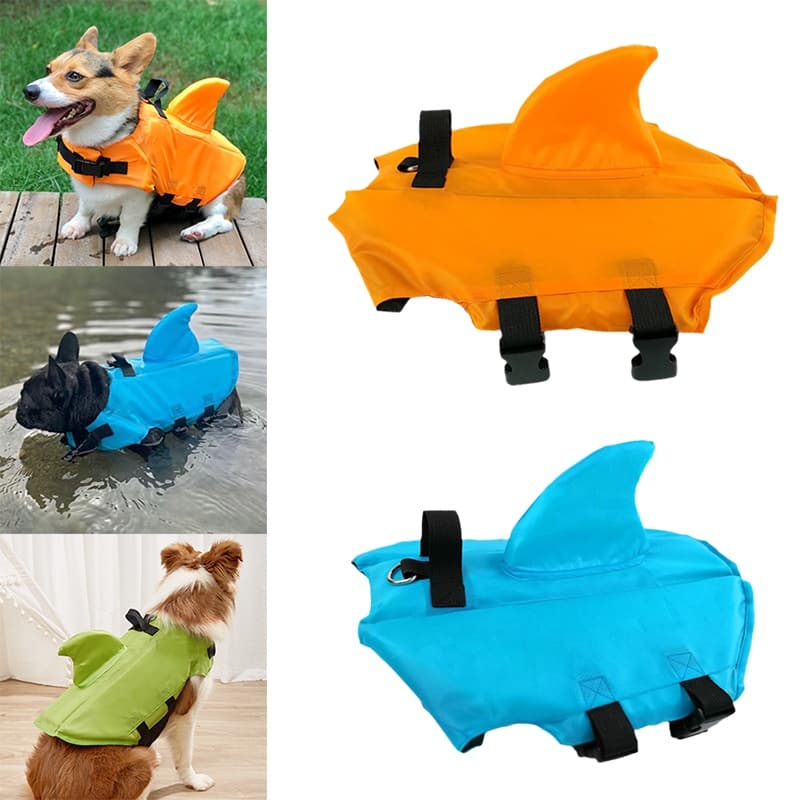 Tubarão Ripstop Colete De Segurança Swiming Pet Dog Life Jacket Saver Swimsuit Para Small Medium Cães Verão Filhote De