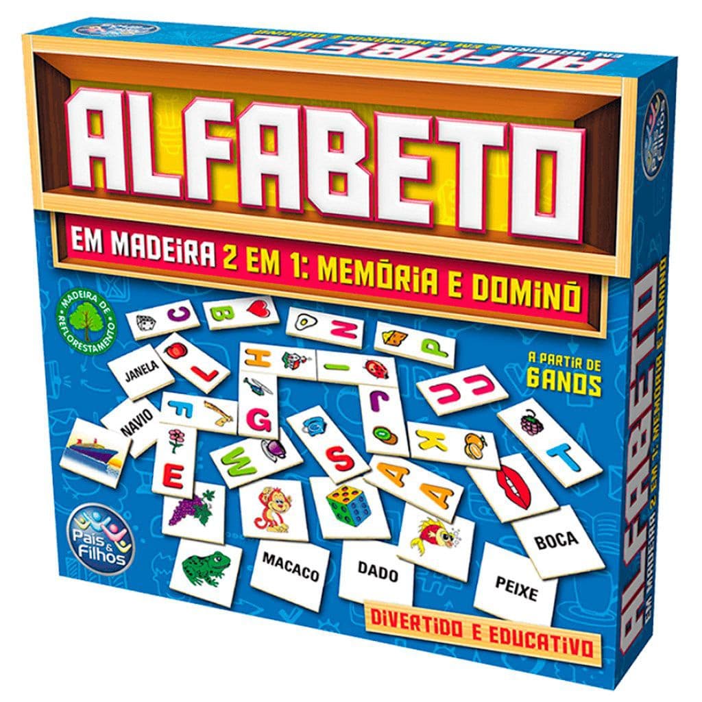 Jogo Alfabeto Memoria E Domino Em Madeira 2904 - Pais E Filhos