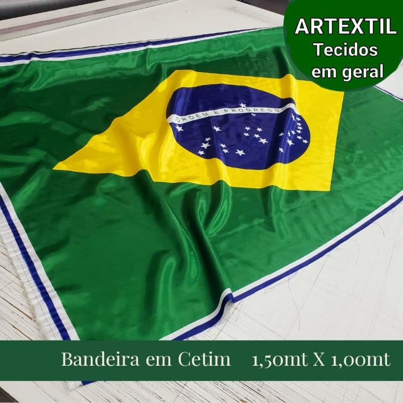 BANDEIRA DO BRASIL GRANDE EM CETIM (1,50mx1m)