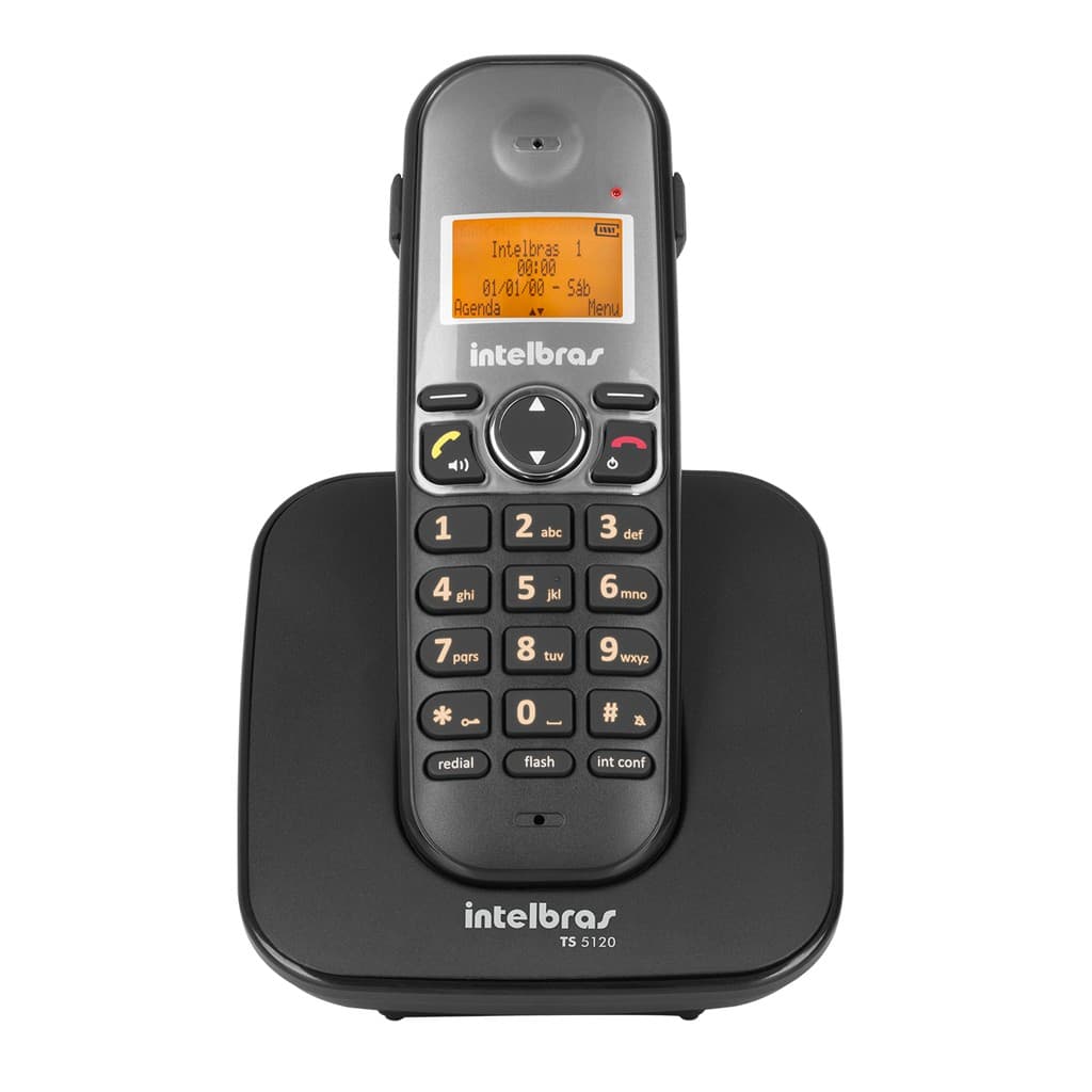 Telefone Sem Fio Digital Com Viva Voz e Identificador de Chamadas e modo babá | C/ Saída P1 - Preto Ts5120 - Intelbras